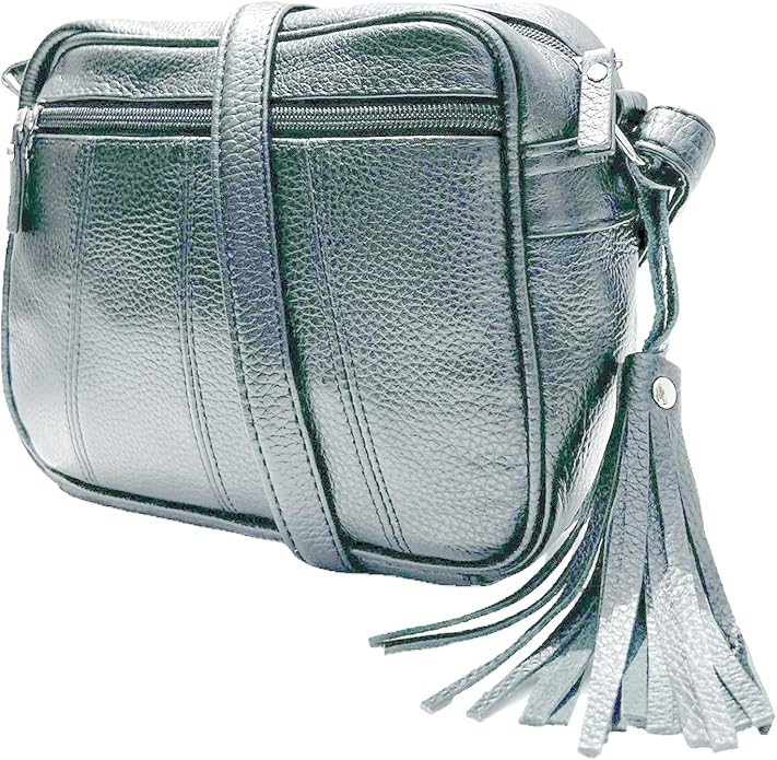 Cowhide Leather Women's Shoulder Purse Small Cross Body Organizer Bag with Many Pockets