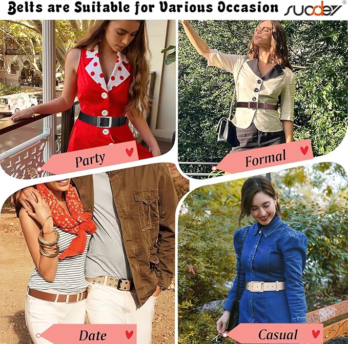 SUOSDEY Fashion Womens Leather Belts,Wide Waist Belt with Pin Buckle for Jeans Pants Dresses,1.5" width