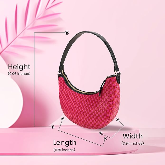 Handmade Woven Genuine Leather Bag, Premium Quality, Crossbody Purse & Hobo Handbag, Diagonal Pattern, 11.81x3.94x9.06 Inches