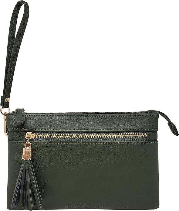 Solene Women's Lightweight Multi Compartment Wristlet Clutch Wallet Crossbody Bag