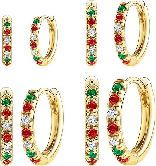 Small Gold Huggie Hoop Earrings Set for Women Men Hypoallergenic 14K Plated Stack Cartilage Earrings, Multiple Piercing Lightweight Mini Thin Cute Dainty Trendy Jewelry Set Christmas Gifts for Women
