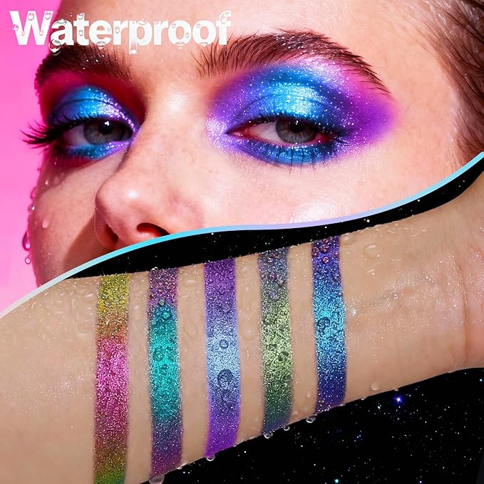 Chameleon Metallic Eyeshadow & Eyeliner Gel Pencil – Multichrome Shifting Colors Glitter Eye Makeup, Waterproof Long-Lasting Smudge-Proof Duochrome Pencil (Periwinkle Blue to Deep Amethyst)