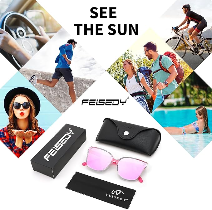 FEISEDY Oversized Polarized Sunglasses - UV400 Protection, Square Fashion Sun Glasses for Outdoor & Daily B2600