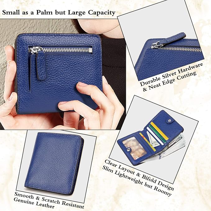 AINIMOER Small Leather Wallet for Women, Ladies Credit Card Holder RFID Blocking Women's Mini Bifold Pocket Purse