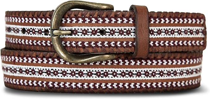 Lucky Brand Women's Embroidered Leather Belt | Stylish | Classic | Western-Inspired | American Heritage | Jean | Pant