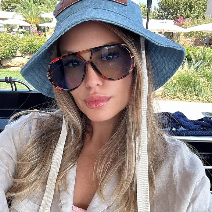 SODQW Oversized Aviator Sunglasses for Women With Earring Trendy Large Big XL Size 2025 Designer Ladies Shades
