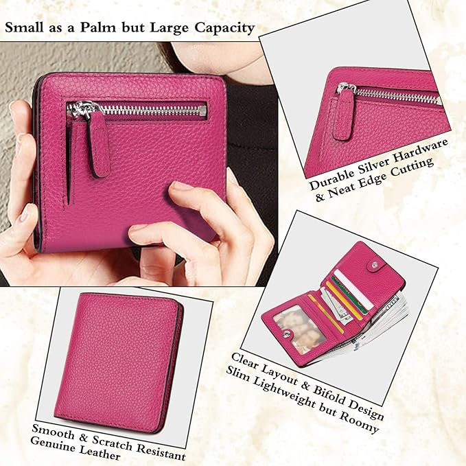 AINIMOER Small Leather Wallet for Women, Ladies Credit Card Holder RFID Blocking Women's Mini Bifold Pocket Purse