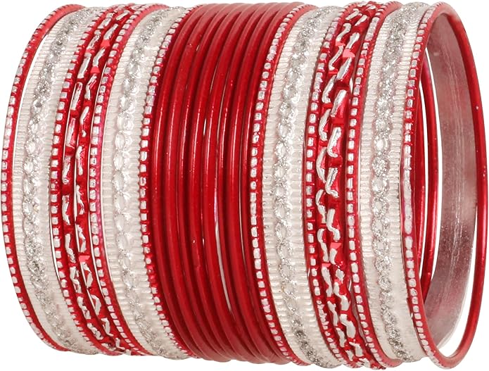 Touchstone Indian Metal Bangles for Women Gold Alloy Bracelets desi 2 Dozen Bangle Collection Bollywood Women's Jewelry Set Multi Stacking Wide Chunky Textured Golden Set of 24 in Gold or White Tone