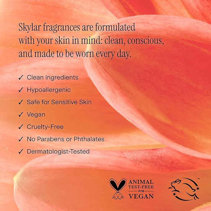 Skylar Sunkissed Dahlia Eau de Parfum - Hypoallergenic & Clean Perfume for Women & Men, Vegan & Safe for Sensitive Skin - Floral Perfume with Notes of Dahlia, Apple & Amber - 10mL /0.33 Fl oz