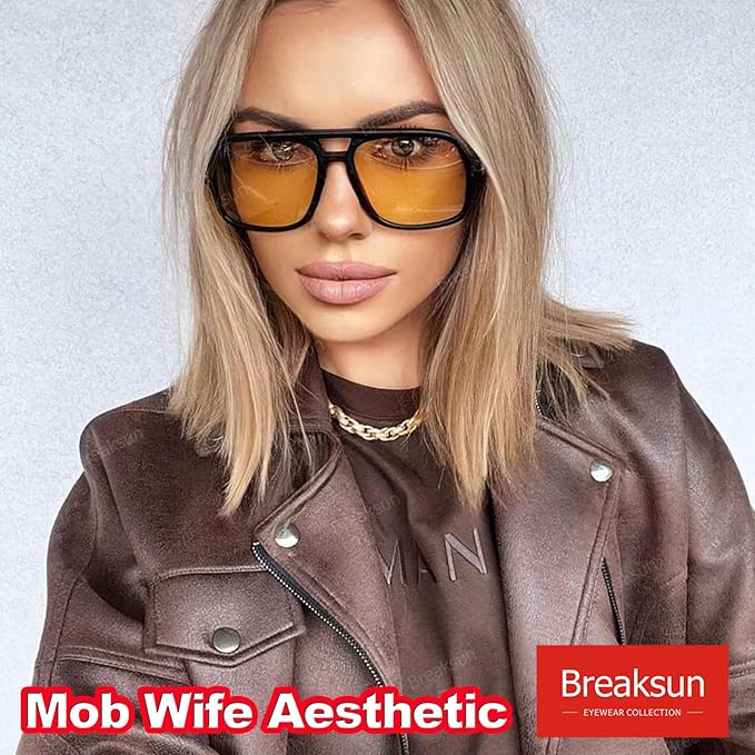 Retro Aviator Sunglasses for Women Men Trendy Classic 70s Square Aviator Sun Glasses Vintage Shades