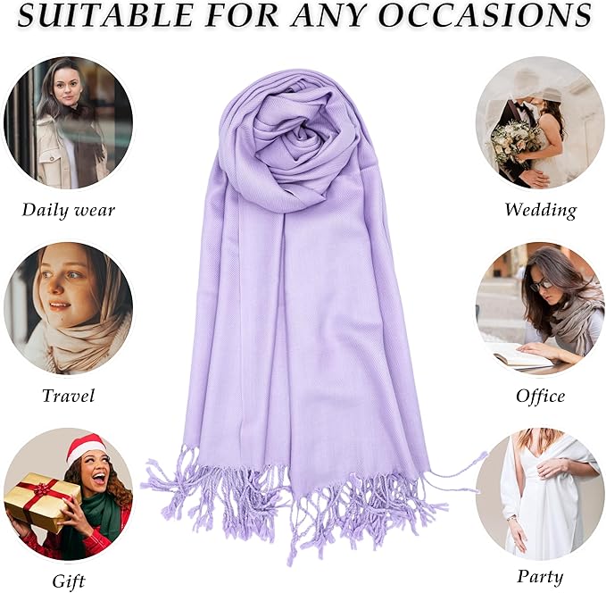 Achillea Soft Silky Pashmina Scarf for Women – Shawl Wrap for Evening Dresses, Bridesmaids, Weddings & Everyday Wear