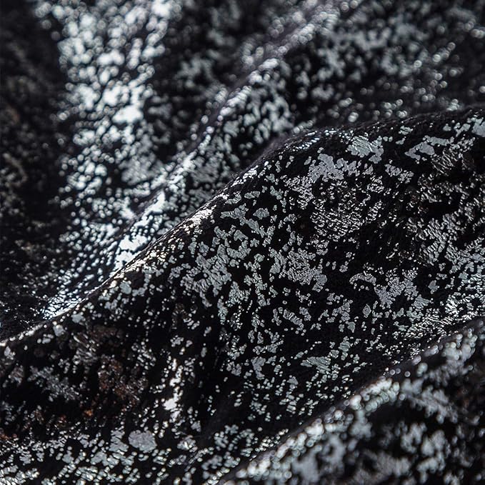 Xinrjojo Pack of 2, Shimmery Pillow, Soft Solid Color Sparkling Decorative Throw Pillow Covers Set, Cushion Cases Pillowcases for Sofa Bedroom Car, 16 x 16 Inch (Silver- Black)