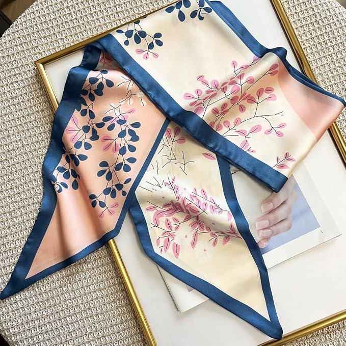 Silk Head Scarf for Hair Fashion Headwrap for Women Lightweight Neck Tie