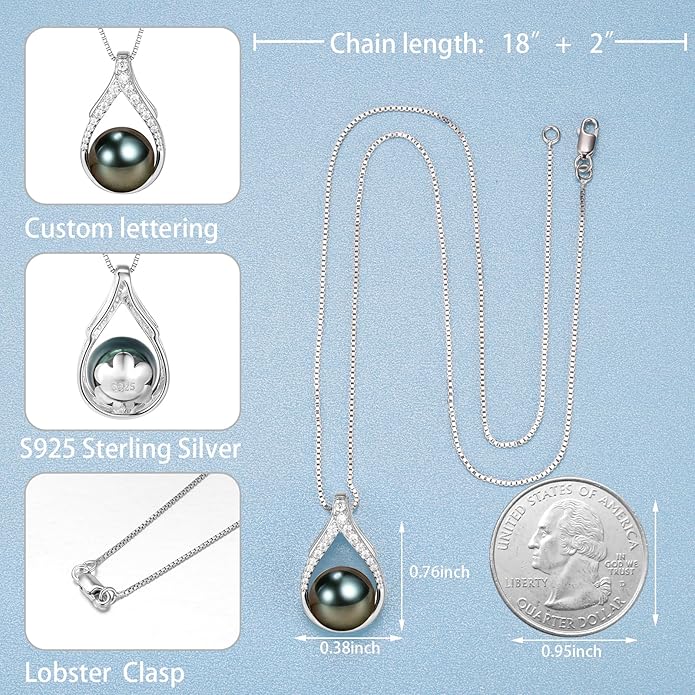 Gifts for Women Mom Her Girlfriend Grandma Wife on Christmas Day Mothers Day Valentines Birthday Gifts Wedding Gift Jewelry Anniversary Tahitian Black Pearl Necklaces