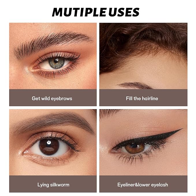 2 Pack 4-Tip Microblading Eyebrow Pen with 2 Brow Brushes, Waterproof Vegan Formula Eyebrow Pencils for Women to Effortlessly Create Natural Hair-Like Strokes, All-Day Wear (Medium Brown)