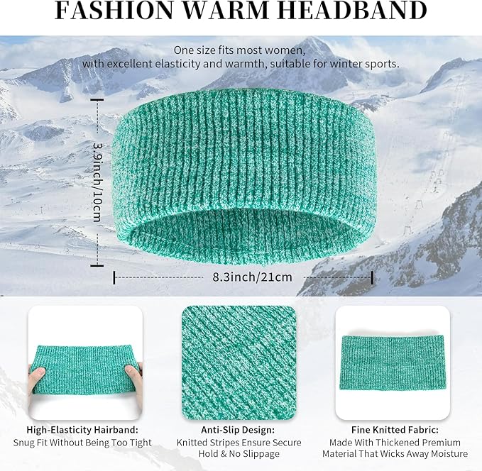 Winter Warm Beanie Hat Touchscreen Gloves Long Scarf Set for Women with Headband, Knit Cap Scarves with Tassel for Women