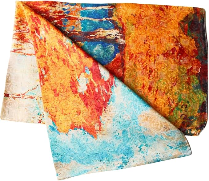 100% Mulberry Silk Scarfs for Women Floral Print Satin Long Scarf for Headscarf Hair Wraps Shawl with Gift Packed