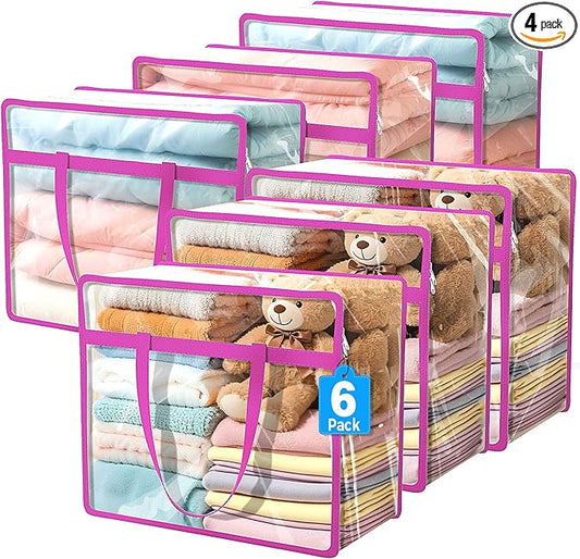Budding Joy Clear Zippered Storage Bags for Clothes,40L Closet Organizers and Storage Containers Vinyl Moving Bag for Bedding, Linen, Blankets, Comforters, Clothing & Toys