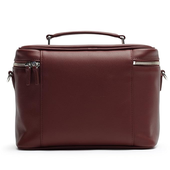 Leatherology Bordeaux XL Train Case – Full-Grain Leather Cosmetic Organizer with Spacious Interior, Removable Dividers, Water-Resistant Lining & D-Rings for Strap
