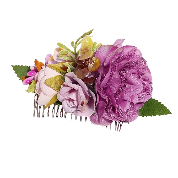 Flower Hair Clip for Women - Elegant Hair Accessory for Wedding, Party & Daily Wear (Purple)