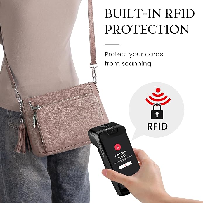 befen Anti Theft Genuine Leather Crossbody Bags for Women Handbags and Shoulder Basg with Built in Wallet RFID Leather Purse