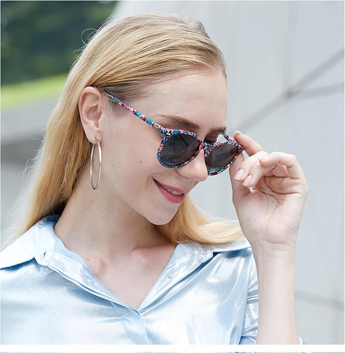 DUCO Polarized Sunglasses for Women Retro Round Women's Sunglasses Classic Vintage UV400 Shades DC1230