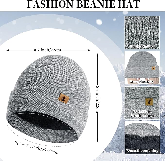 Winter Warm Beanie Hat Touchscreen Gloves Long Scarf Set for Women with Headband, Knit Cap Scarves with Tassel for Women