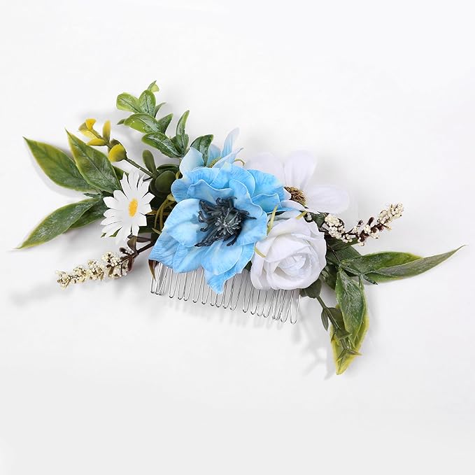 Flower Hair Clip for Women - Elegant Hair Accessory for Wedding, Party & Daily Wear (Sky Blue)