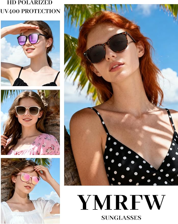 Retro Polarized Sunglasses for Women Men Big Frame Vintage Style Trendy Shade UV400 Protection Lens Sun Glasses
