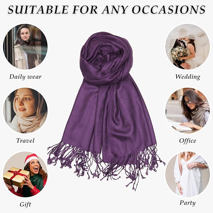 Achillea Soft Silky Pashmina Scarf for Women – Shawl Wrap for Evening Dresses, Bridesmaids, Weddings & Everyday Wear