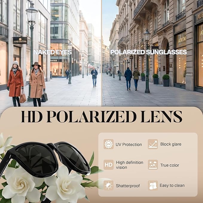DEAFRAlN Polarized Sunglasses for Women Men, Trendy Fashion Style with UV400 Protection for Driving Fishing Outdoor