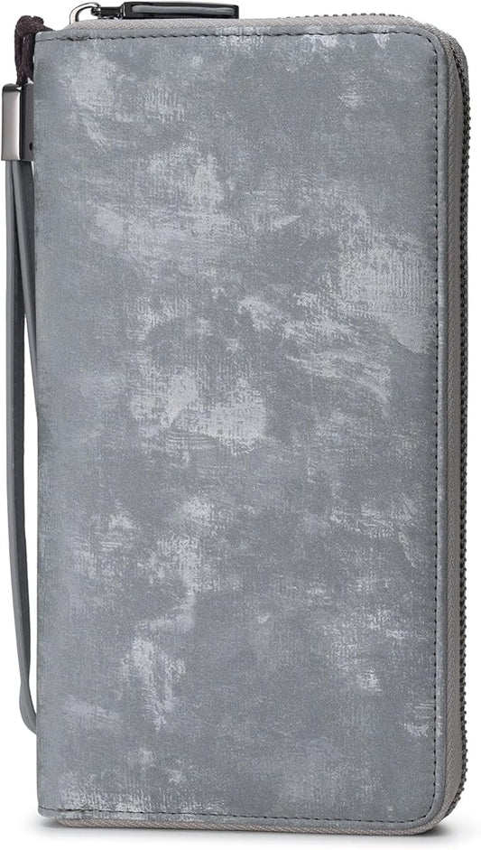 Bveyzi Women RFID Blocking Wallet Leather Zip Around Phone Clutch Large Capacity Ladies Travel Purse Wristlet | RFID Blocking, Zip Around, Large Capacity