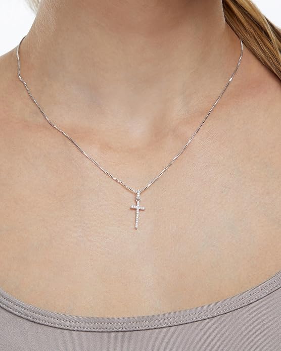 Milla 14K Gold Plated Cross Necklace for Women, Silver Cross Necklaces for Women, 18 inches Chain with Cross Pendant