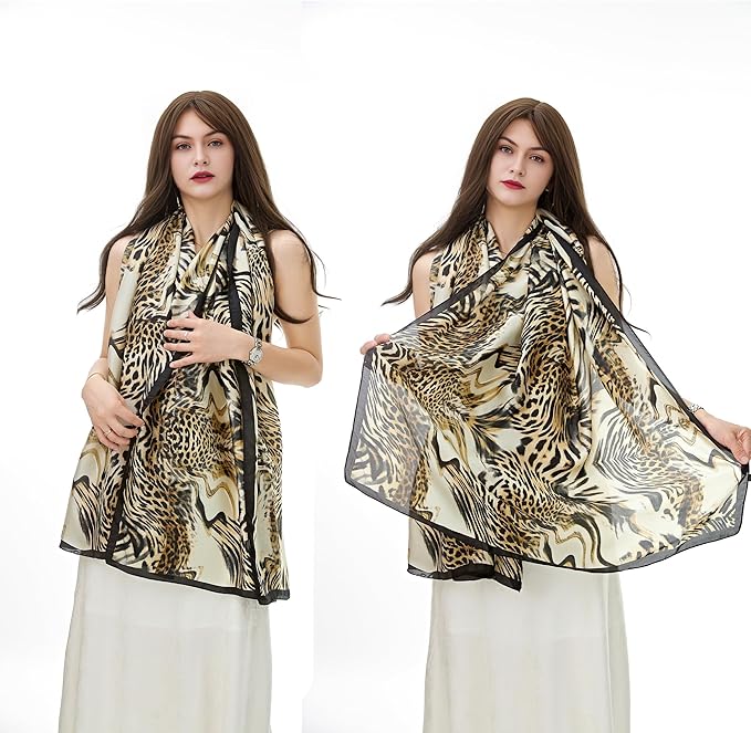 YOUR SMILE Large Mulberry Silk Feeling Long Stain Scarf Lightweight Sunscreen Shawls Wraps for Women