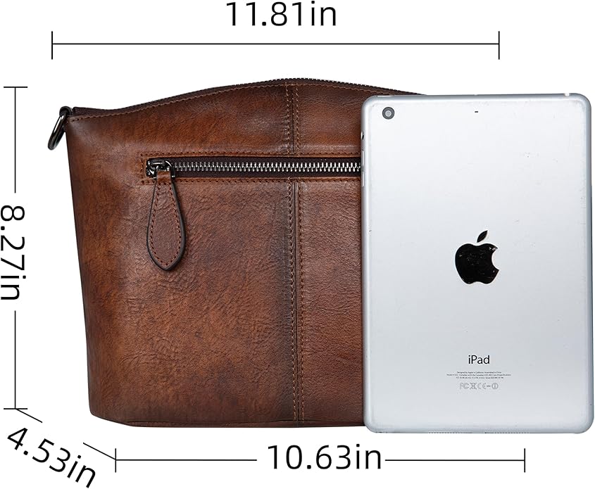 HESHE Crossbody Bags for Women Genuine Leather Purses with Multi-Pockets Vintage Ladies Small Shoulder Satchel Bag