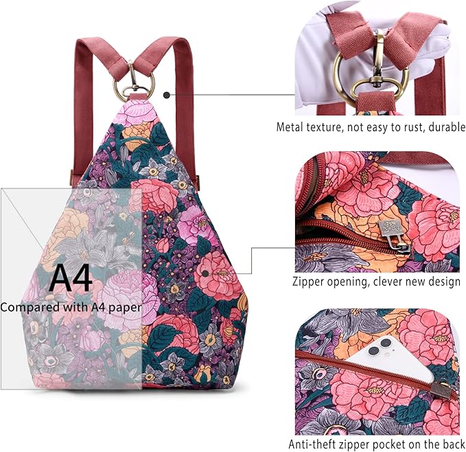 Black Butterfly Premium Backpack for Women, Bohemia Style Fashion Casual Daypack Backpack, Small Backpack Purse (06-fuchsia plus)
