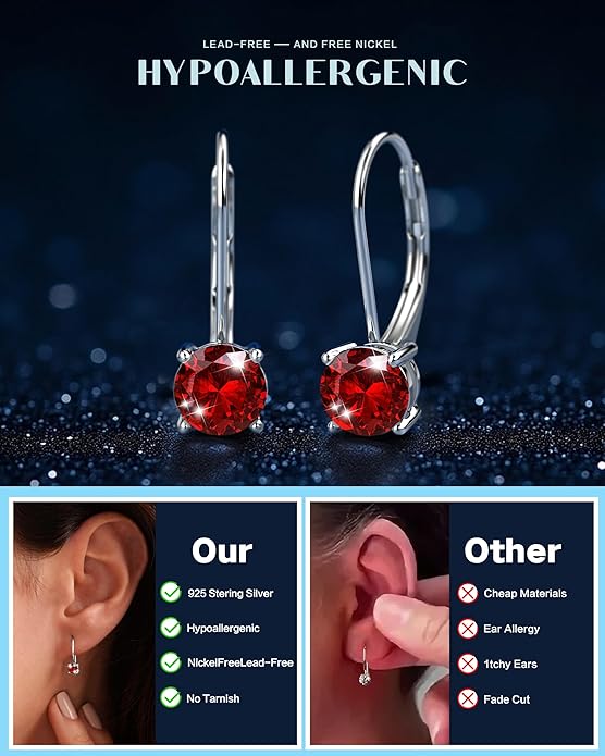 Moissanite Earrings,1.0ct-2.0ct D Color Brilliant Round Cut Earring 18K White Gold Plated Sterling Silver Dangle Earrings Moissanite Leverback Drop Earring s