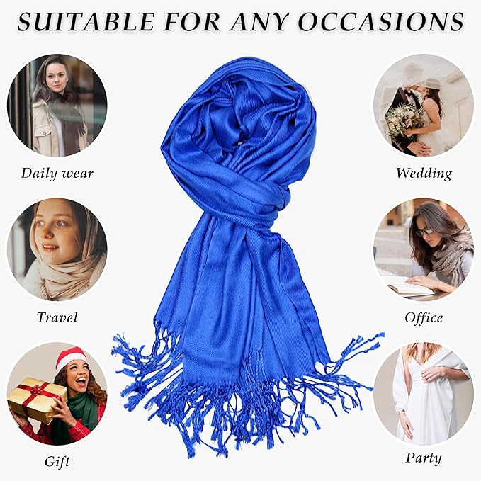 Achillea Soft Silky Pashmina Scarf for Women – Shawl Wrap for Evening Dresses, Bridesmaids, Weddings & Everyday Wear