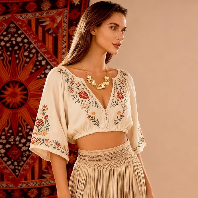 Statement Flower Necklace for Women Gold Plated Chunky Floral Collar Boho Choker Jewelry