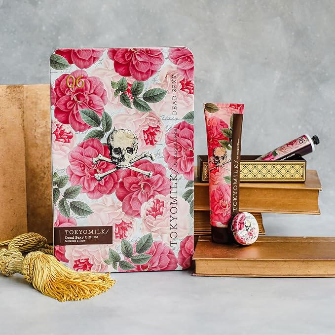 TOKYOMILK Dead Sexy Gift Set Tin – Deep Vanilla, Exotic Wood, White Orchid, Ebony – Romantic & Ethereal, Embossed Tin, Perfumed Shower Gel, Shea Butter Handcreme & Nourishing Lip Balm