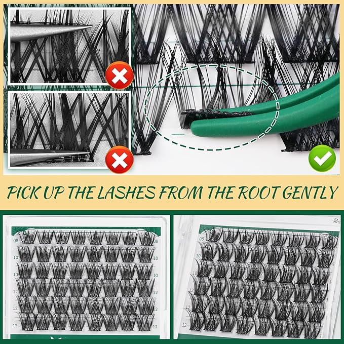Lash Clusters 96pcs Eyelash Clusters Y01 C Curl 12mm Cluster Lashes KEYYOU Volume Wispy Lash Extension Soft&Comfortable Easy DIY at Home(Y01,C-12mm)