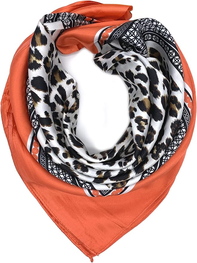YOUR SMILE Silk Like Scarf Women's Fashion Pattern Large Square Satin Headscarf Headdress