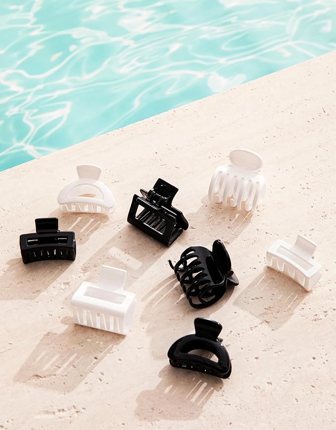 Small Hair Clips for Women Girls, 8 PCS 1.6 Inch Hair Claw Clips for Thin/Medium Thick Hair 4 Style Matte Hair Jaw Clips Non-Slip Tiny Hair Accessories
