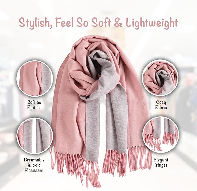 Winter Scarf for Women-Reversible Scarf with Cashmere-Like Softness 70x200cm - Warm Shawl Wrap -Pashmina Shawls Wrap
