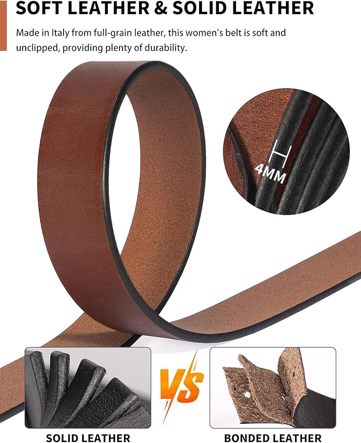 Womens Belt for Jeans Genuine Leather Belt Vintage Solid Brass Circle buckle Gift Box Packaging