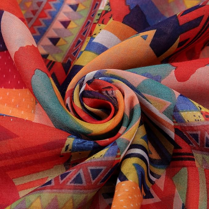 Yeieeo Boho Scarf for Women Lightweight Floral Printed Scarf Fall Winter Fashion Fringed Shawl