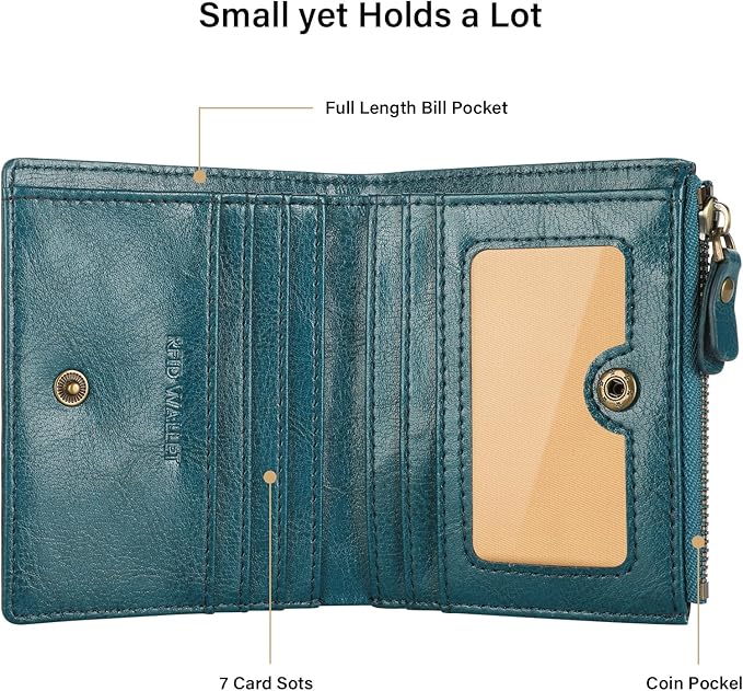 Lavemi Ultra Thin Small Compact Leather Womens Girls Wallets RFID Blocking Credit Card Holder for Women
