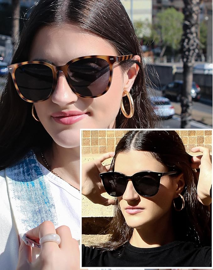 FIMILU 2 Packs Sunglasses for Women Polarized UV400 Protection Lens Big Frame Fashion Glasses Trendy Stylish Shade