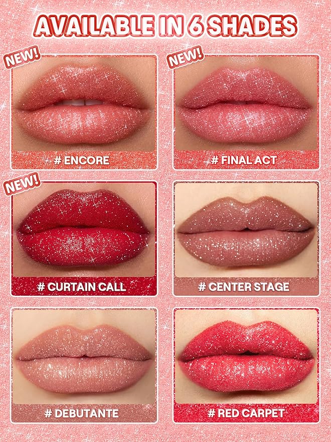 SHEGLAM Lip Dazzler Glitter Kit Long-Lasting Glitter Lip Gloss Sexy Super Stay Non-Sticky Shiny Liquid Kit Lipstick Y2K-Curtain Call