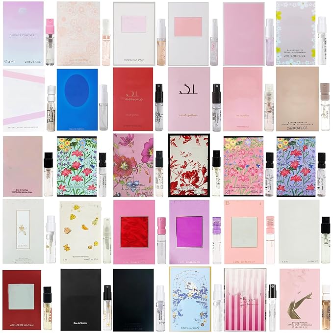 Women's Designer Perfume Sampler Lot Discovery Set x 30, Luxury High-End Perfume Vials for Women, Mini Samples Gift for Girlfriend, Wife, or Mother（30 pcs）